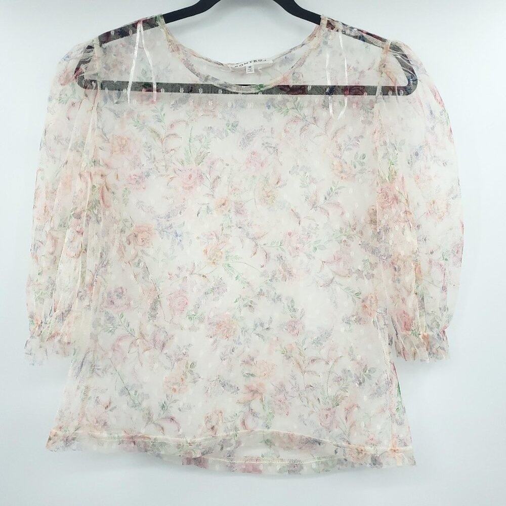 Kontrol Floral See Thru Blouse M Floral Pastel
